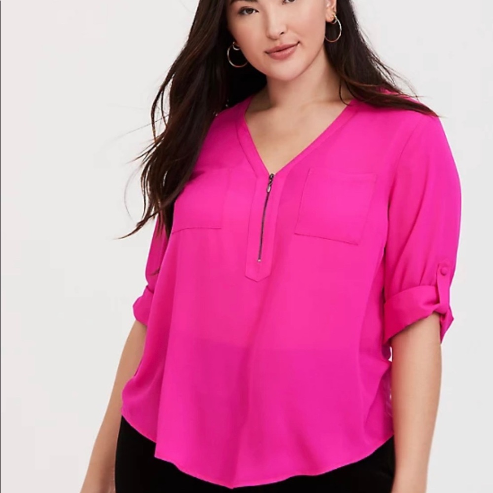 Torrid Harper Neon Pink Zipper blouse